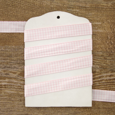 Лента с рисунком клетка SAFISA, 15 мм, 25 м, цвет 05, розовый. Арт 466-15мм-05             