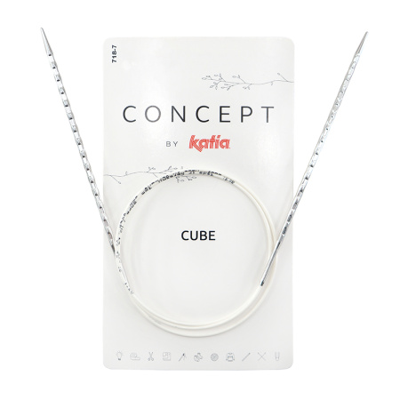 Спицы металлические круговые супергладкие c квадратным кончиком CONCEPT BY KATIA Cube №3, 60 см. Арт 718-7/3-60