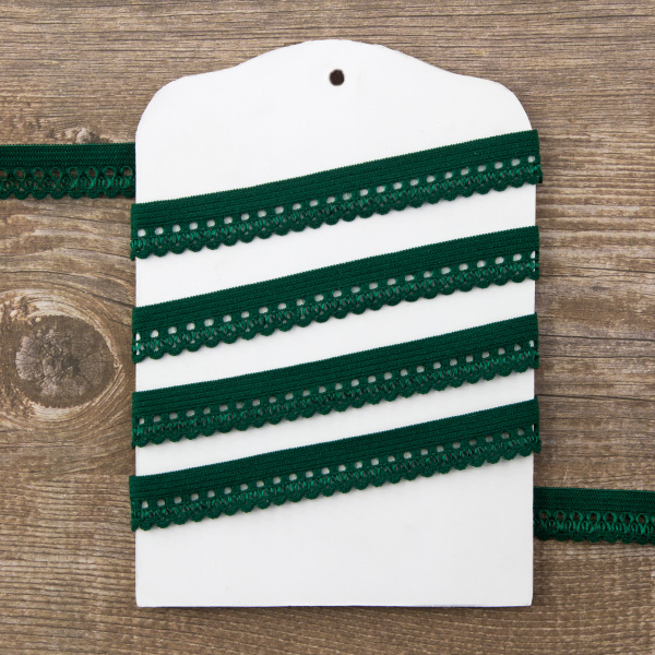 Резинка отделочная ажурная, цвет зеленый. Арт 12404/5038