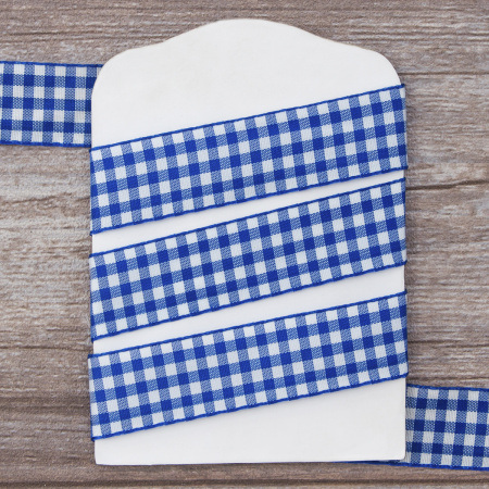 Лента с рисунком клетка SAFISA, 25 мм, 25 м, цвет 13, синий. Арт 469-25мм-13             