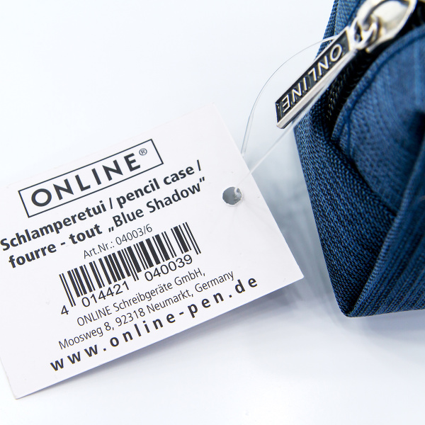 Пенал для ручек "Pencil Case" на молнии, 22 х 7 х 7 см, текстильный, цвет темно-голубой. Арт 04003/6