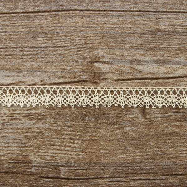 Мерсеризованное хлопковое кружево, 10 мм, цвет шампань. Арт 3221/72