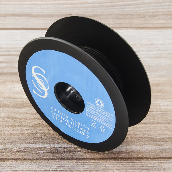 Резинка шляпная SAFISA, 1,3 мм, 25 м, цвет 01, черный. Арт 4730-1,3мм-01