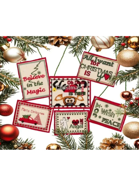 Набор для вышивания "Christmas Ornaments Set of 6 materials incl.", канва Aida 16 ct. Арт 608A
