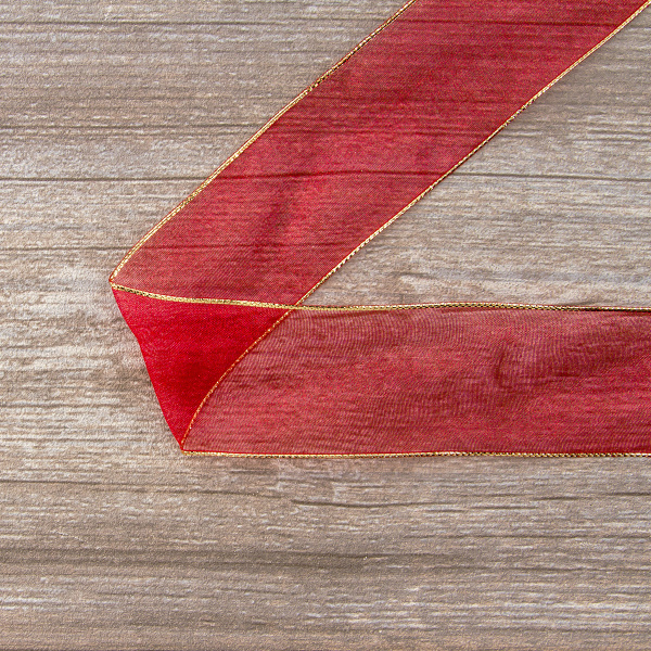 Лента органза "с памятью" SAFISA, 38 мм, 25 м цвет 14, красный. Арт 525-38мм-14             