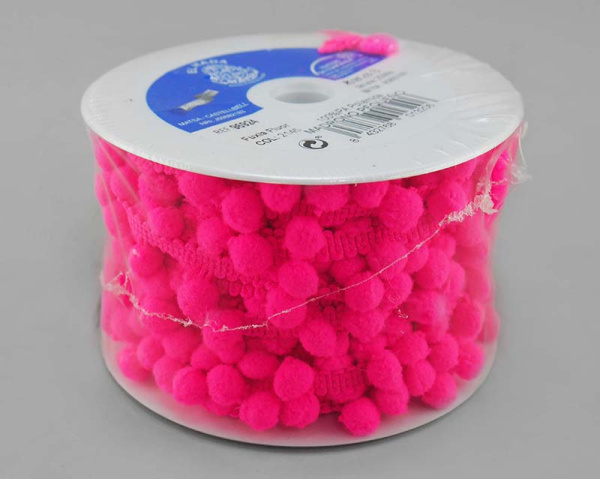 Тесьма с помпонами MATSA цвет ярко-розовый. Арт 96924/2145