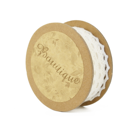 Кружево хлопковое на картонной катушке, цвет белый. Арт VL08.033