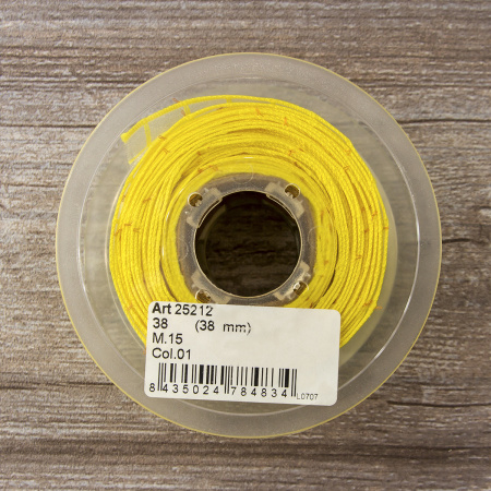 Лента органза с рисунком SAFISA, 38 мм, 15 м, цвет 01, желтый. Арт 25212-38                