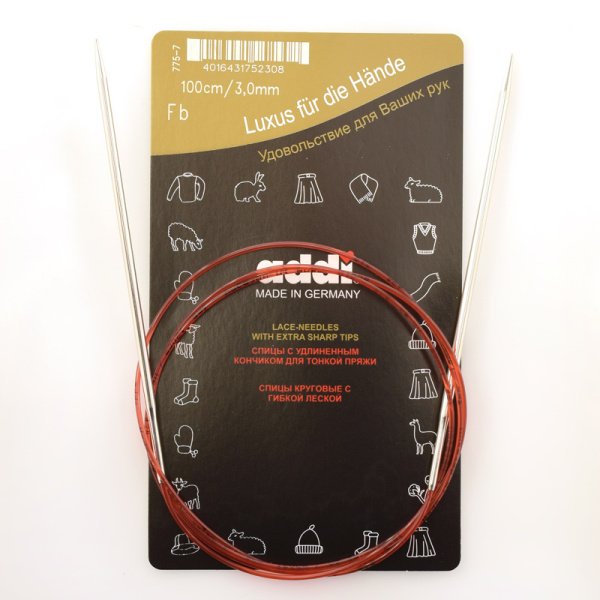 Спицы круговые с удлиненным кончиком, addiClassic Lace №3, 100 см. Арт 775-7/3-100