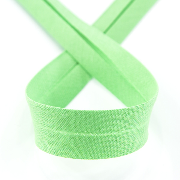 Косая бейка хлопок/полиэстер 20 мм, 25 м, цвет 128, салатовый. Арт 6120-20мм-128           