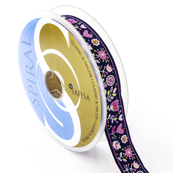 Лента жаккард SAFISA, 25 мм, 15 м, цвет 01. Арт 9218-25мм-01