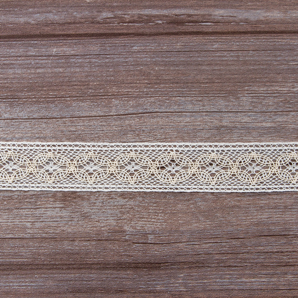 Мерсеризованное хлопковое кружево, 35 мм, цвет шампань. Арт 2223/18