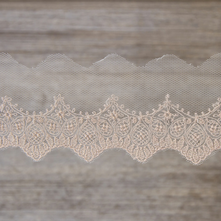 Вышивка на тюле, 51 мм, цвет розовый. Арт I659/F3