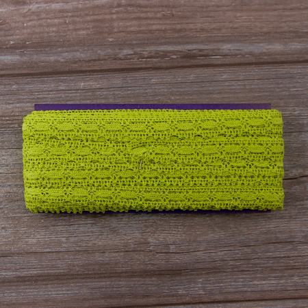 Мерсеризованное хлопковое кружево, 15 мм, цвет лайма. Арт 1798/21                 