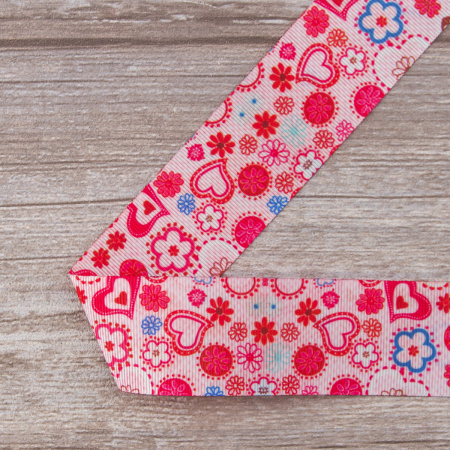 Лента репсовая SAFISA с рисунком, 39 мм, 15 м, цвет 03, розовый. Арт 25311-39мм-03