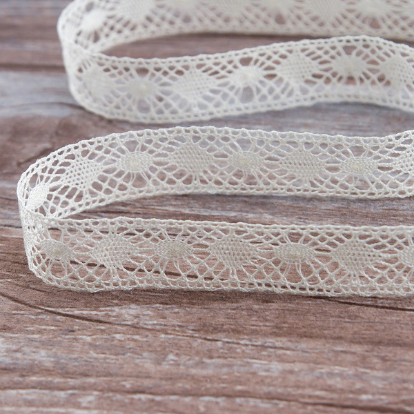 Мерсеризованное хлопковое кружево, 19 мм, шампань. Арт 2117/72