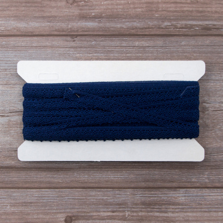 Мерсеризованное хлопковое кружево, 12 мм, цвет синий. Арт 3267/10                 