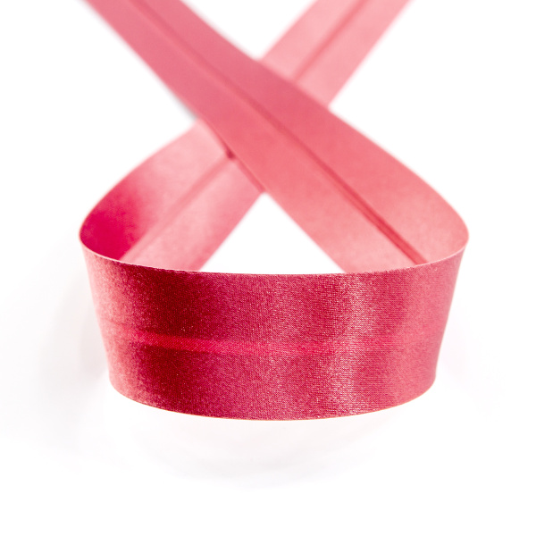 Косая бейка атласная 30 мм, 25 м, цвет 36, клубничный мусс. Арт 6260-30мм-36            
