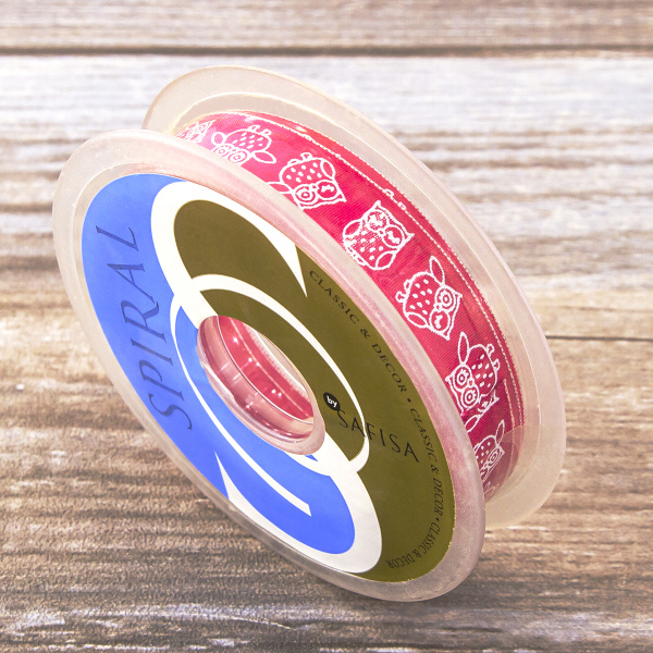 Лента с рисунком SAFISA, 15 мм, 15 м, цвет 20, фуксия. Арт 35117-15мм-20