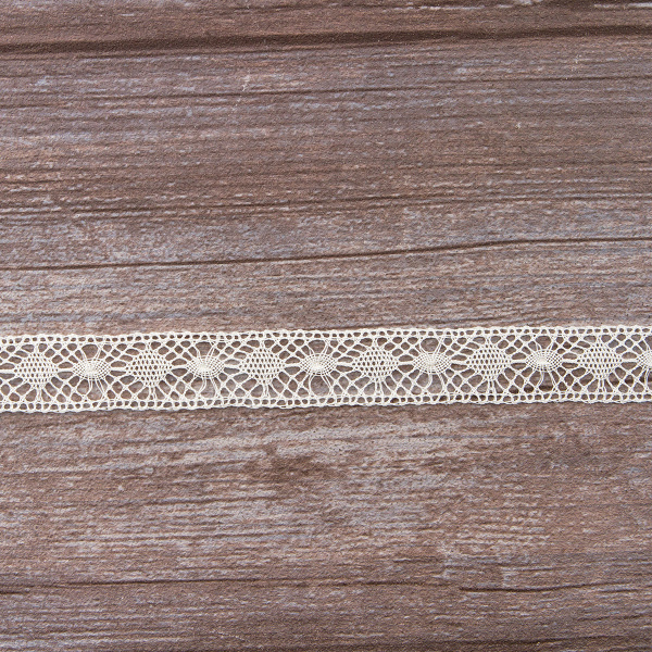 Мерсеризованное хлопковое кружево, 19 мм, шампань. Арт 2117/72
