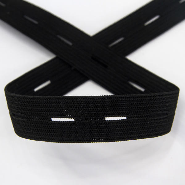 Резинка перфорированная, 18 мм, цвет черный. Арт 854128212P7001          