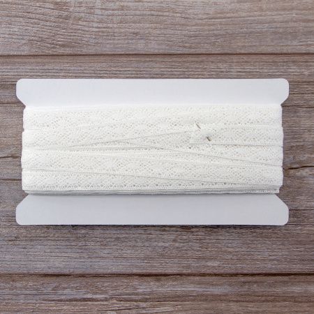 Мерсеризованное хлопковое кружево, 16 мм, белый. Арт 2109/01