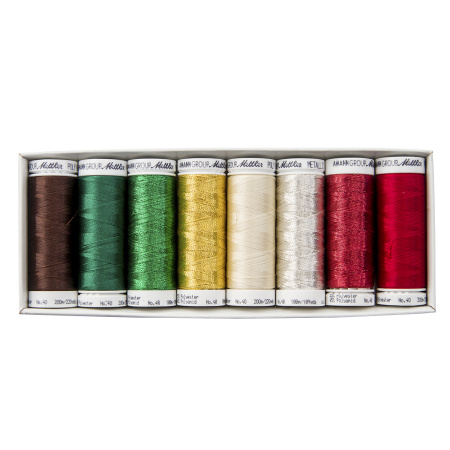 Набор с нитками Poly Sheen и Metallic в подарочной упаковке, 8 катушек. Арт CHRISTMAS8-KIT