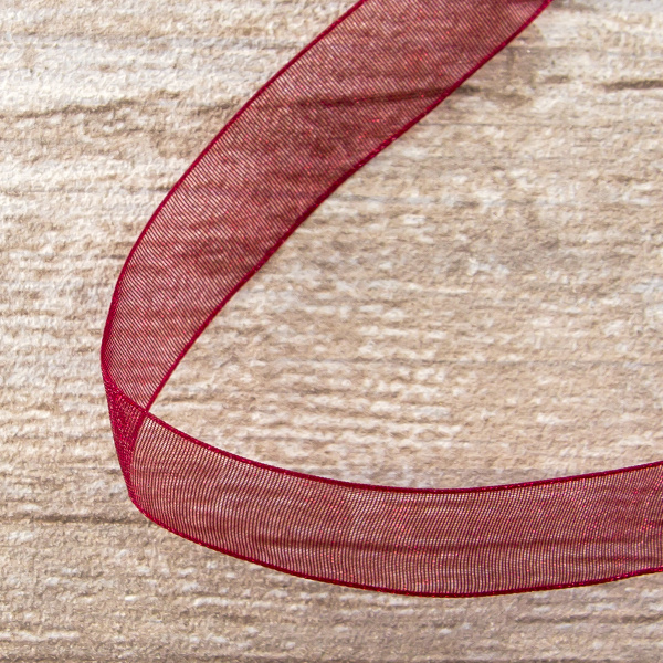 Лента органза SAFISA мини-рулон, 15 мм, 3,5 м, цвет 30, бордо. Арт P00520-15мм-30          