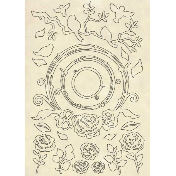 Набор высеченных декоративных элементов "Птицы и цветы". Арт KLSP082