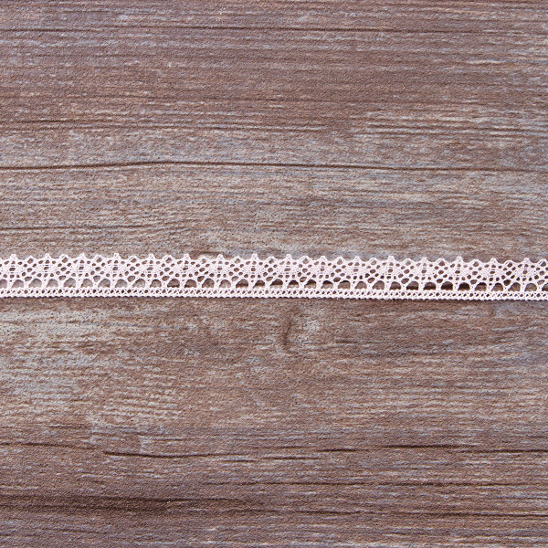 Мерсеризованное хлопковое кружево, 12 мм, цвет светло-розовый. Арт 3267/06                 