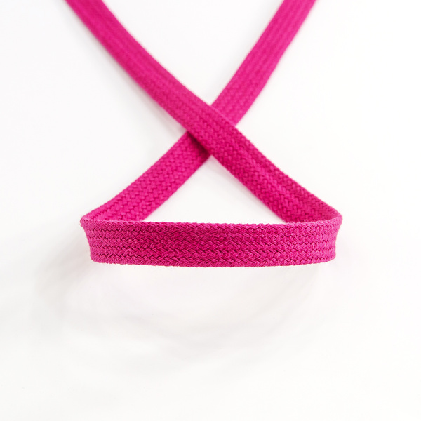 Шнур PEGA плоский, хлопковый, цвет малиновый, 12 мм. Арт 8421692407432