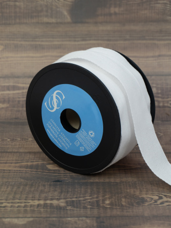 Тесьма киперная SAFISA, 40 мм, 25 м, цвет 02, белый. Арт 0270-40мм-02