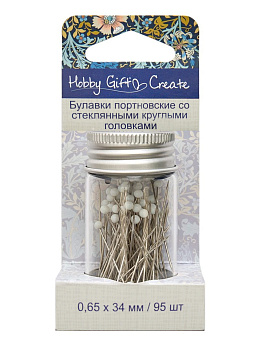 Булавки портновские со стекляными круглыми головками, 95 шт. Арт HGC679.01