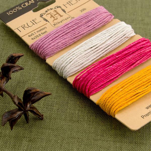 Шнуры на блистере HEMPTIQUE #20 - 1 мм, 4 цвета по 9,1 м. Арт HC20SB2                 