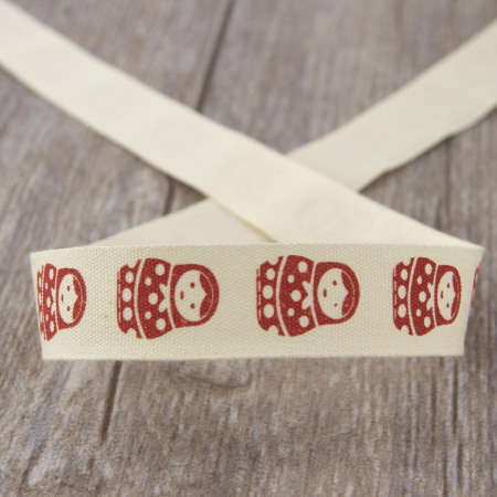 Лента хлопковая на картонной мини-катушке "Матрешки". Арт VR15.665