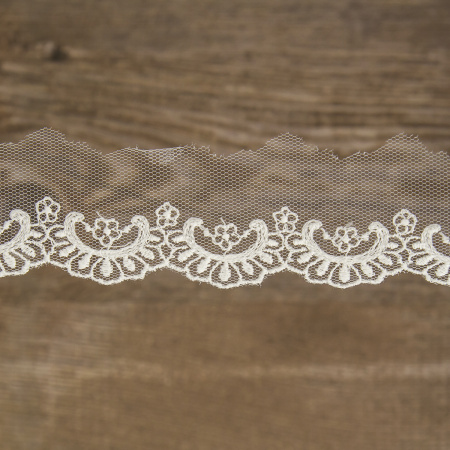Кружево-вышивка на тюле, 22 мм, 13,5 м. Арт 41686/01