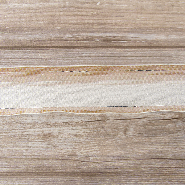 Лента органза с рисунком с проволокой по краю SAFISA, цвет бежевый, 50 мм, 15 м. Арт 25167-50мм-01            