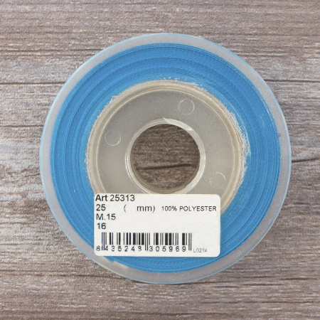 Лента репсовая SAFISA с напечатаным рисунком, 25 мм, 15 м, цвет 16, бирюзовый. Арт 25313-25мм-16