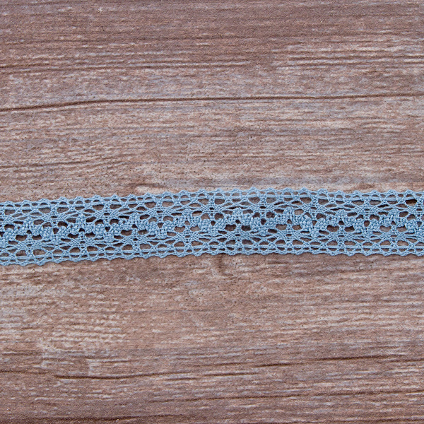Мерсеризованное хлопковое кружево, 20 мм, цвет темно-голубой. Арт 3037/F4                 