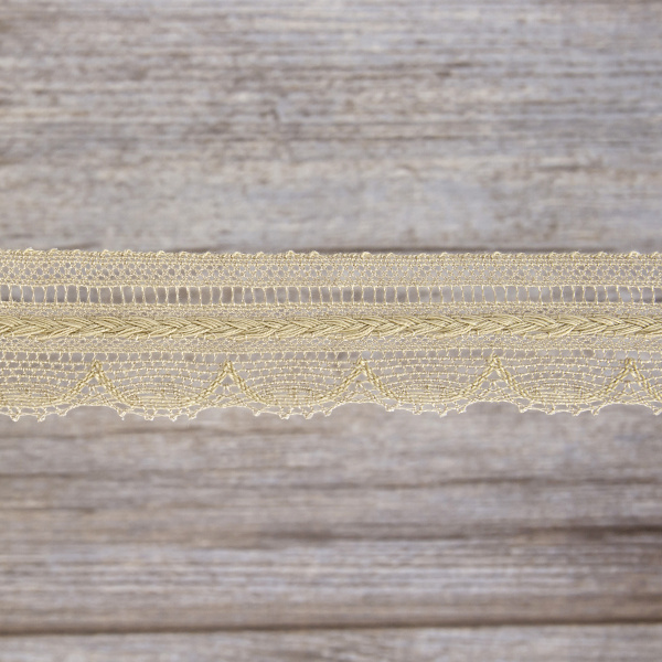 Мерсеризованное хлопковое кружево, 33 мм, цвет бежевый. Арт 2177/27