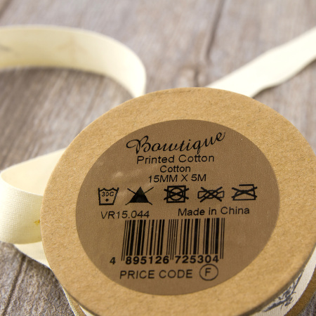 Лента хлопковая на картонной мини-катушке "Пчелы". Арт VR15.044