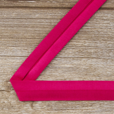Косая бейка хлопок, 20 мм, 20 м, цвет 20, розовый-темный. Арт 6598-20мм-20