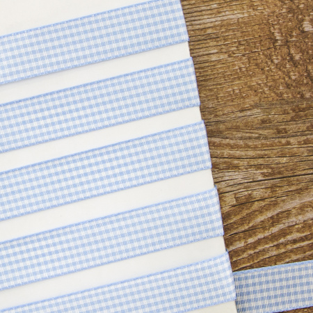 Лента с рисунком клетка SAFISA, 15 мм, 25 м, цвет 04, голубой. Арт 466-15мм-04             