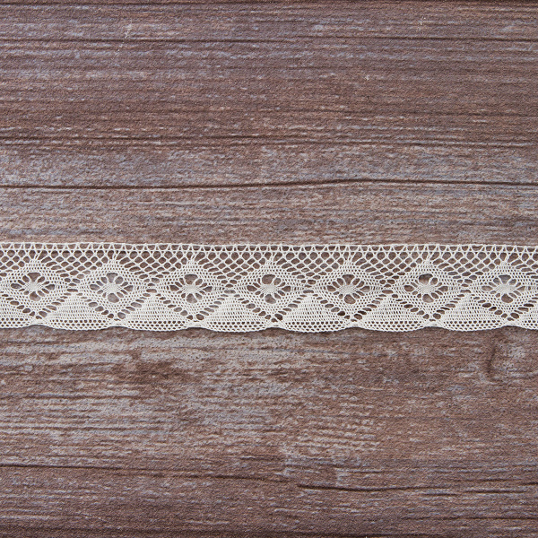 Мерсеризованное хлопковое кружево, 25 мм, цвет шампань. Арт 2023/72