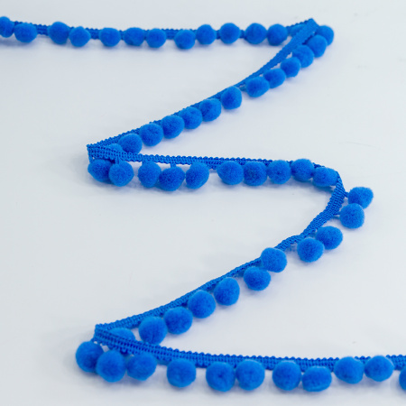 Тесьма с помпонами, диаметр 10 мм, цвет темно-синий. Арт PA-18-col.503