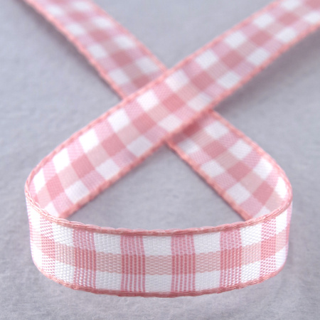 Лента с рисунком клетка SAFISA, 11 мм, 25 м, цвет 05, розовый. Арт 469-11мм-05             