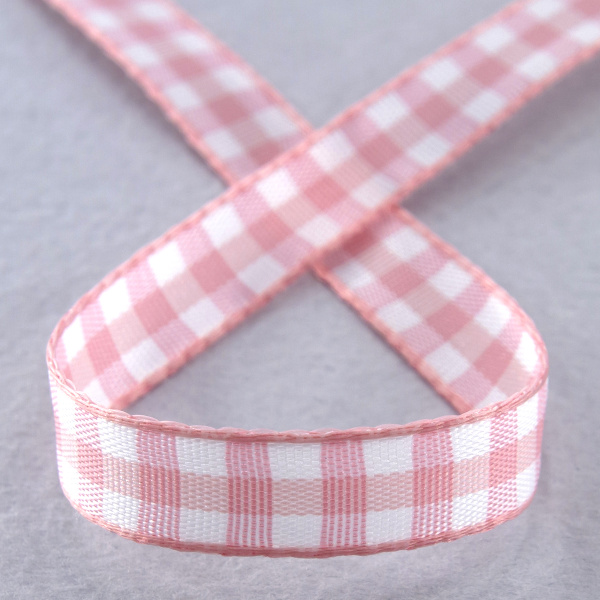 Лента с рисунком клетка SAFISA, 11 мм, 25 м, цвет 05, розовый. Арт 469-11мм-05             