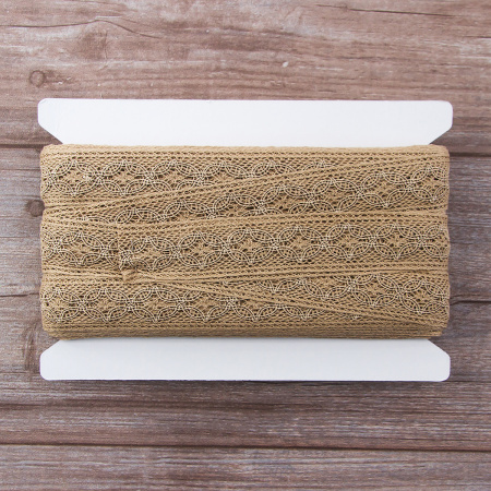 Мерсеризованное хлопковое кружево, 35 мм, цвет натуральный неокрашенный. Арт 2223/27