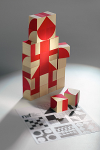 Мозаика из кубиков дизайнерская NAEF BASIC "Ornabo" 3+, натуральное дерево, 2 цвета, 25 деталей