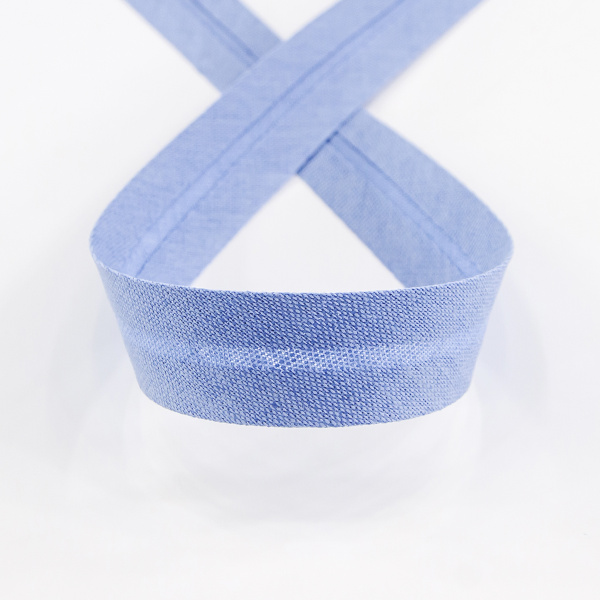 Косая бейка хлопок/лён, 20 мм, 20 м, цвет 65, голубой. Арт 6602-20мм-65